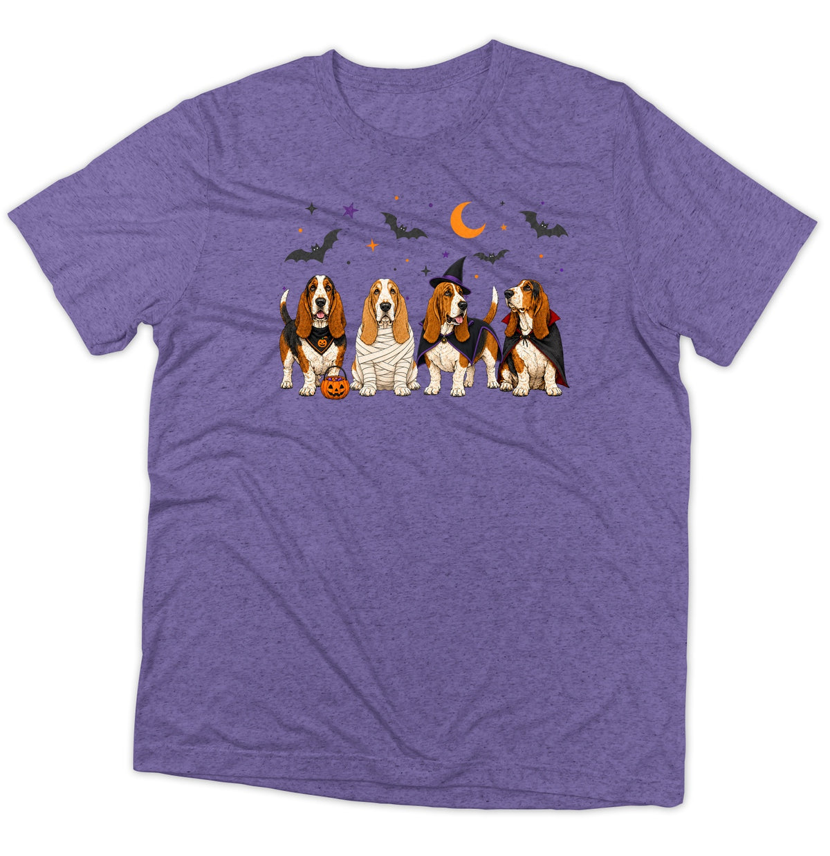 Basset Hound Halloween Lineup - Adult Tri-Blend T-Shirt