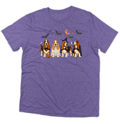 Basset Hound Halloween Lineup - Adult Tri-Blend T-Shirt