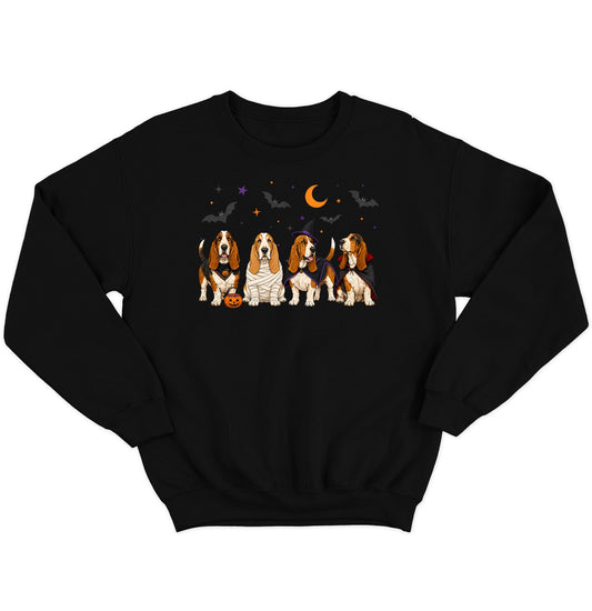 Basset Hound Halloween Lineup - Adult Unisex Crewneck Sweatshirt