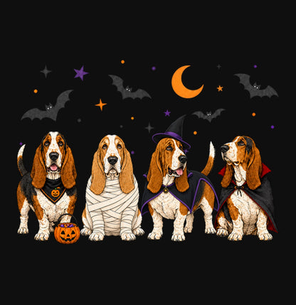 Basset Hound Halloween Lineup - Adult Unisex Crewneck Sweatshirt