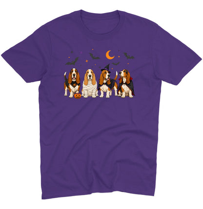 Basset Hound Halloween Lineup - Adult Unisex T-Shirt