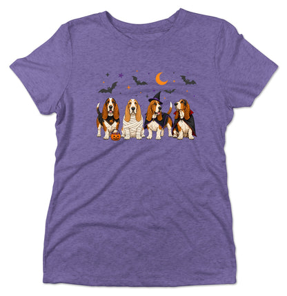 Basset Hound Halloween Lineup - Women's Tri-Blend T-Shirt