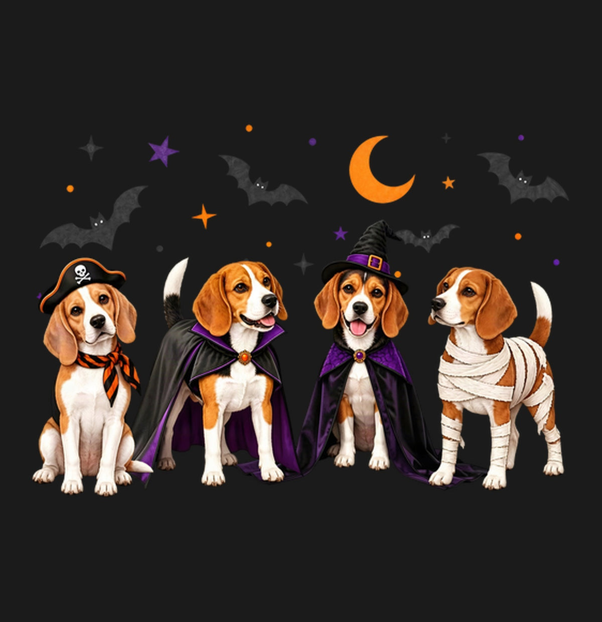 Beagle Halloween Lineup - Adult Unisex T-Shirt