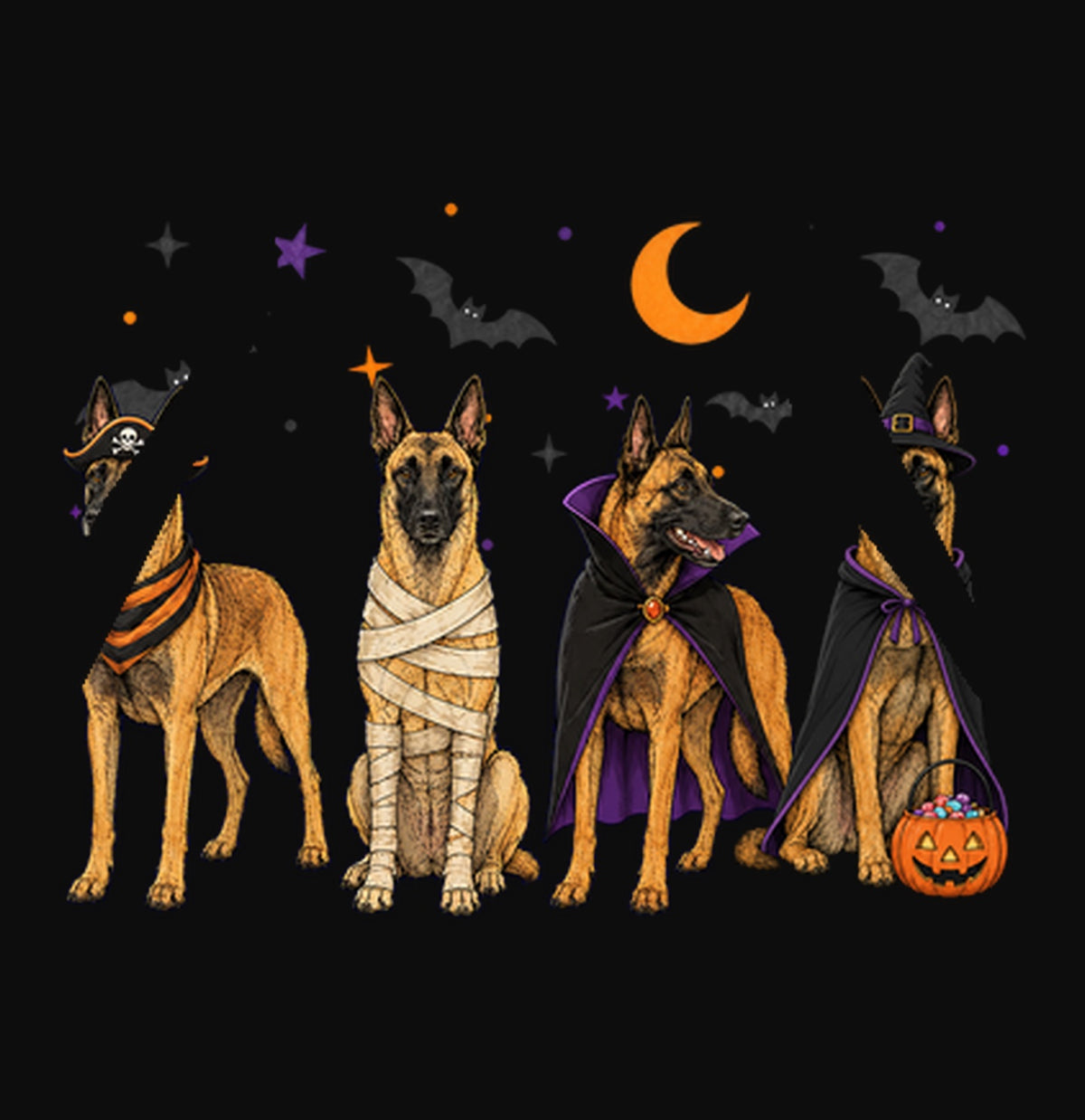 Belgian Malinois Halloween Lineup - Adult Unisex Hoodie