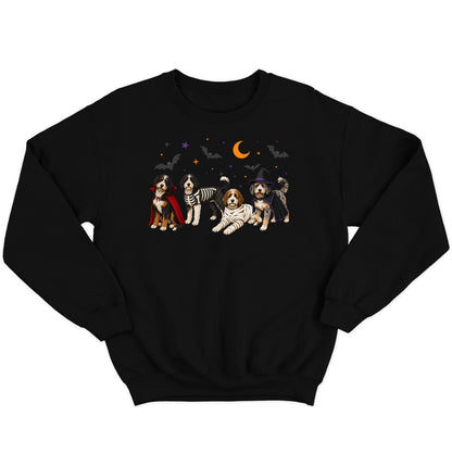 Bernedoodle Halloween Lineup - Adult Unisex Crewneck Sweatshirt
