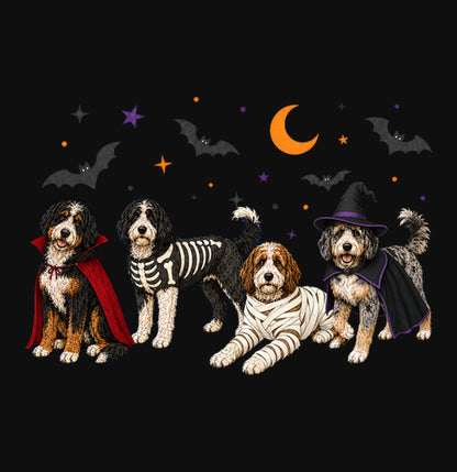 Bernedoodle Halloween Lineup - Adult Unisex Crewneck Sweatshirt