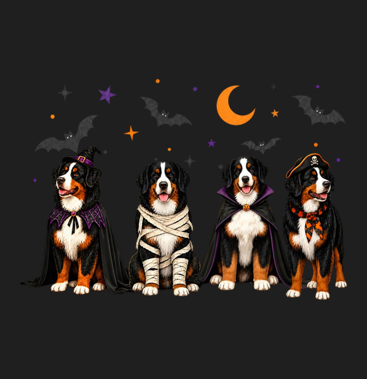 Bernese Mountain Dog Halloween Lineup - Adult Tri-Blend T-Shirt