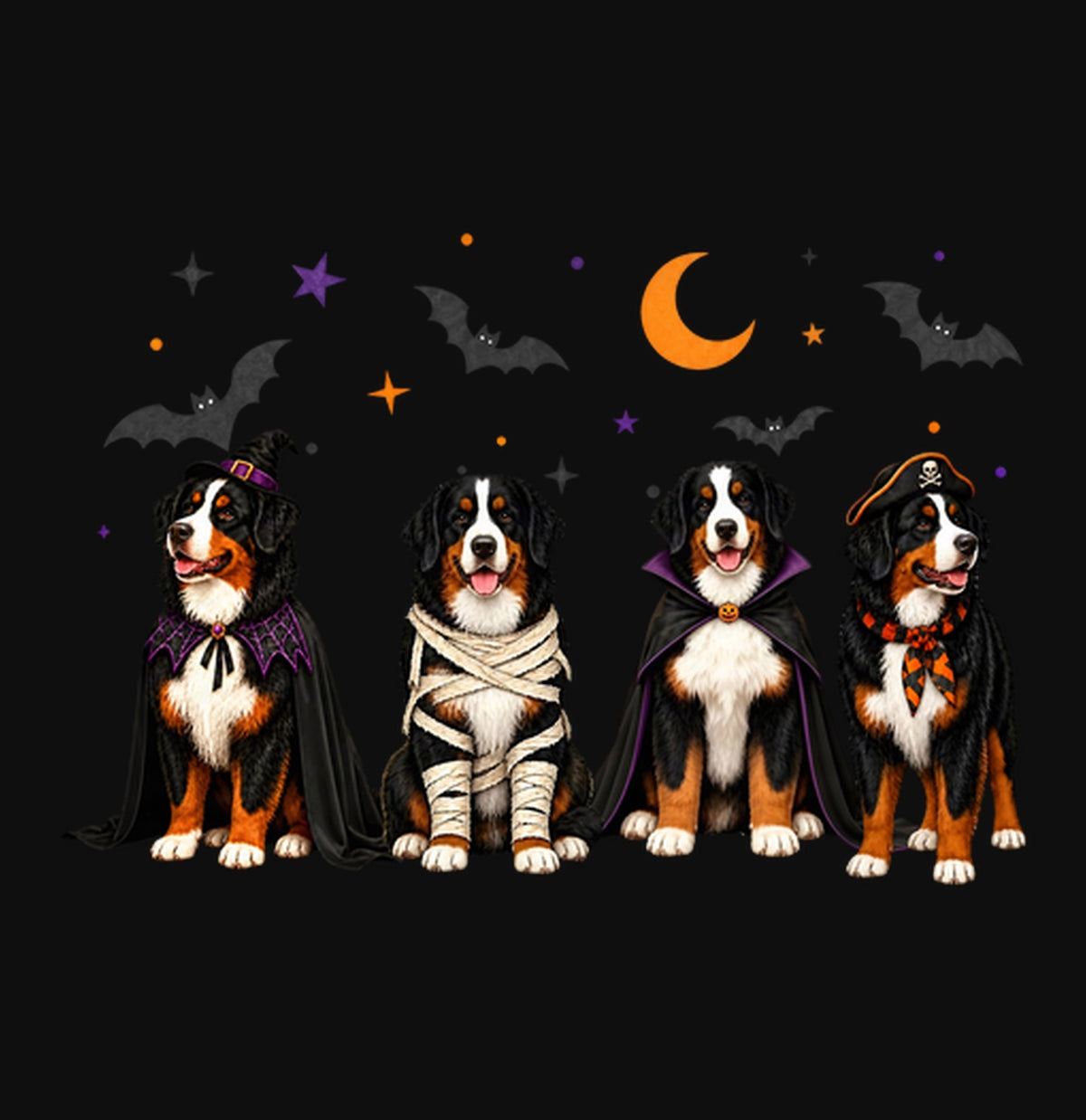 Bernese Mountain Dog Halloween Lineup - Adult Unisex Crewneck Sweatshirt
