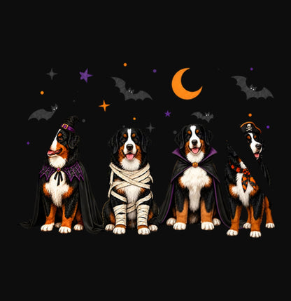 Bernese Mountain Dog Halloween Lineup - Adult Unisex Hoodie