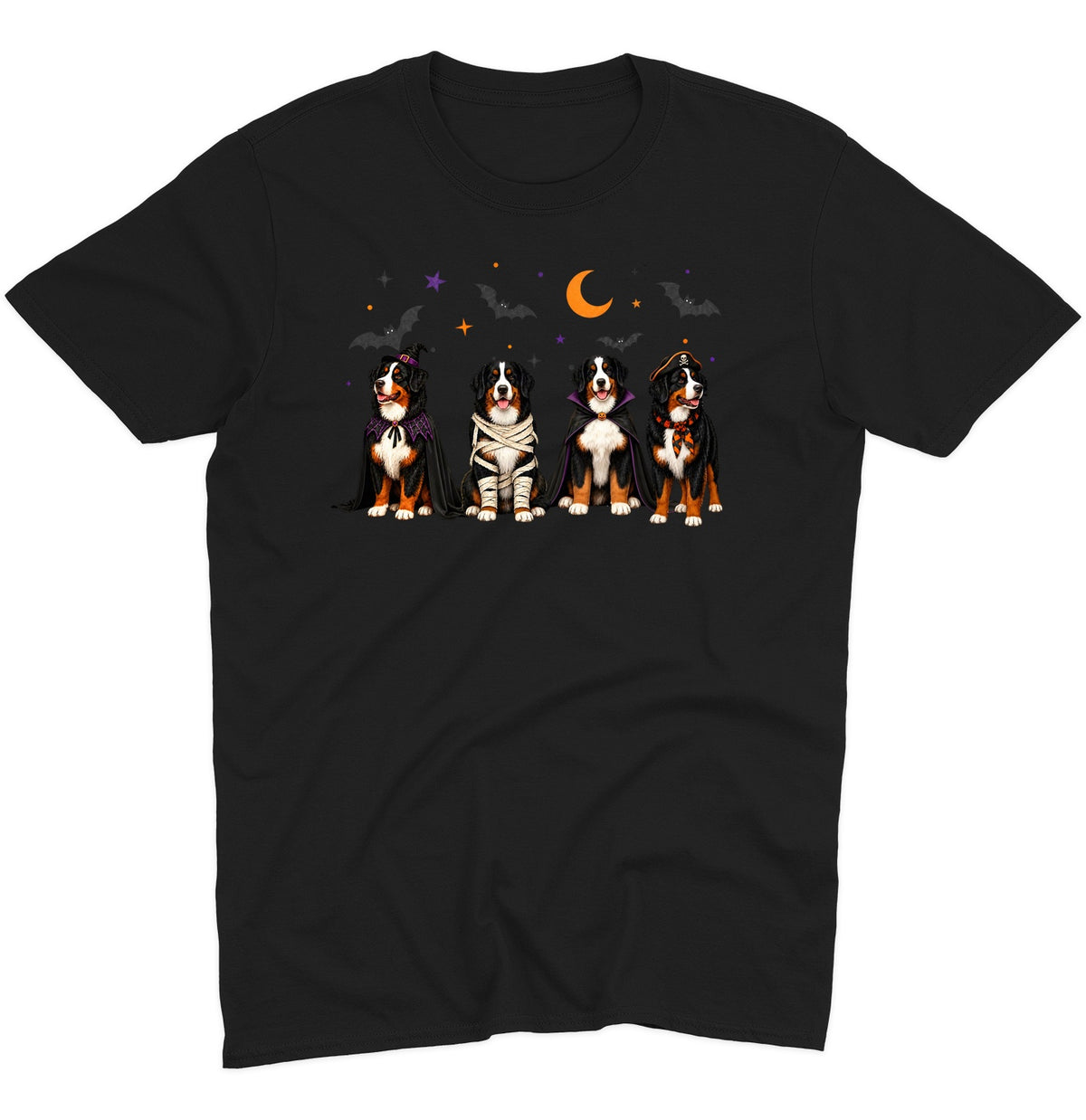 Bernese Mountain Dog Halloween Lineup - Adult Unisex T-Shirt
