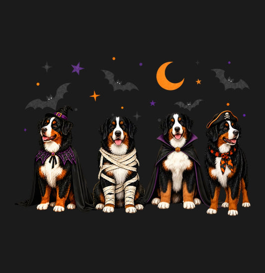 Bernese Mountain Dog Halloween Lineup - Adult Unisex T-Shirt