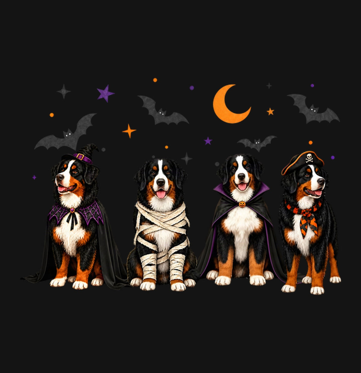 Bernese Mountain Dog Halloween Lineup - Kids Unisex T-Shirt