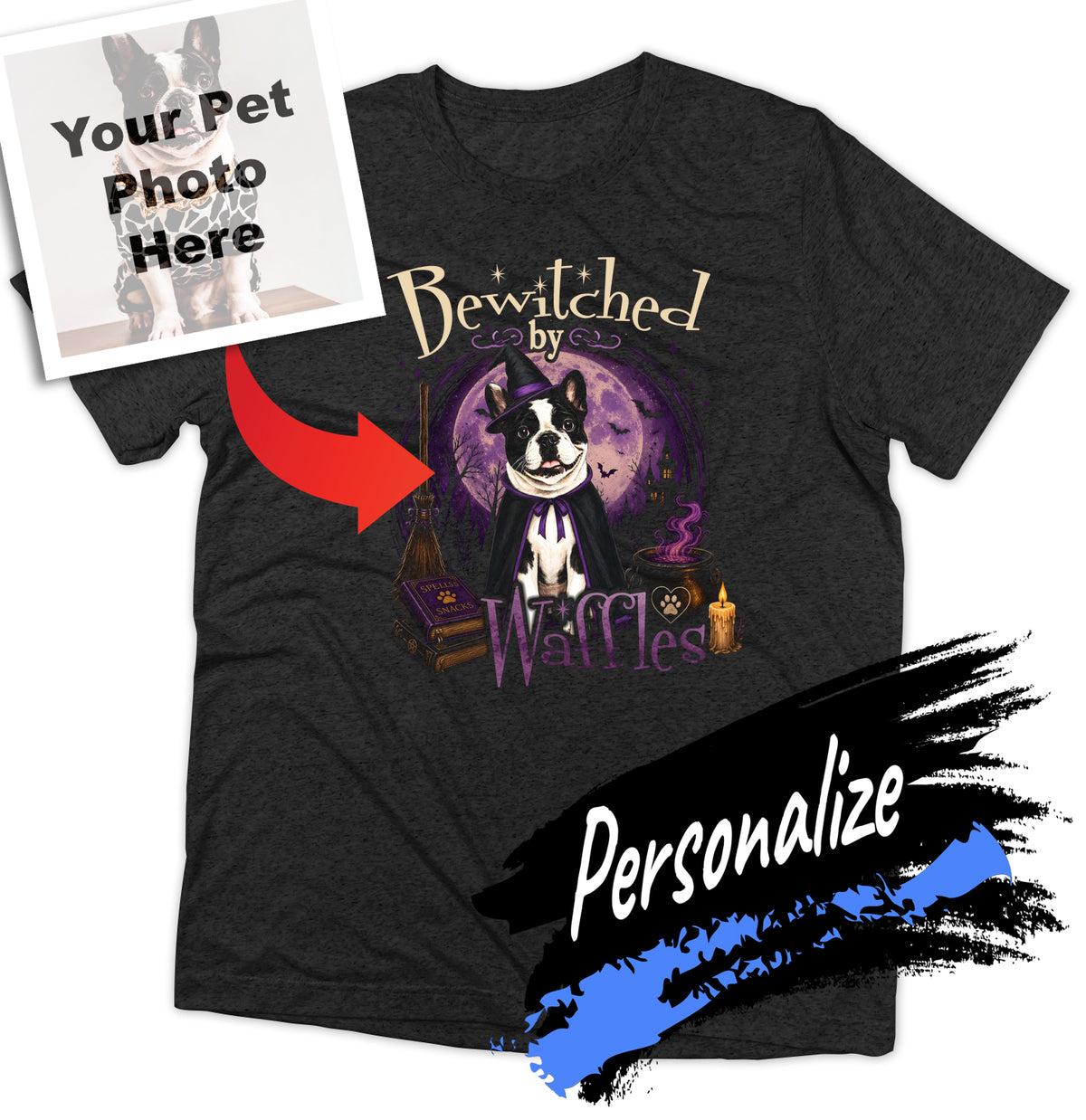 Bewitched By My Pet - Personalized Custom Adult Tri-Blend T-Shirt