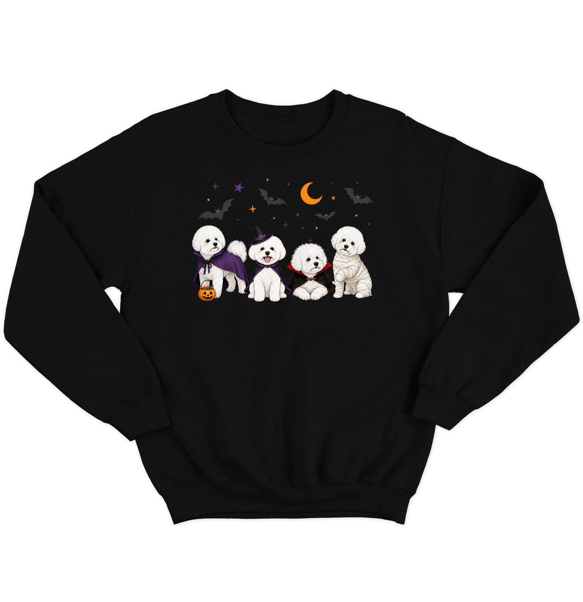Bichon Frise Halloween Lineup - Adult Unisex Crewneck Sweatshirt