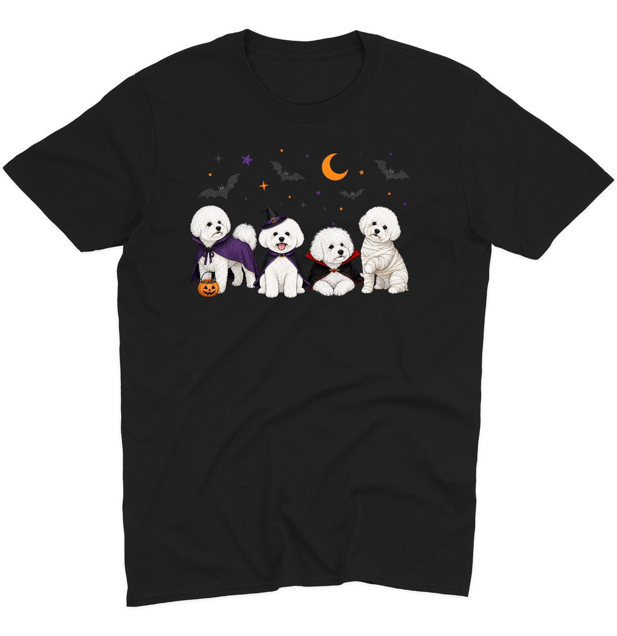 Bichon Frise Halloween Lineup - Adult Unisex T-Shirt