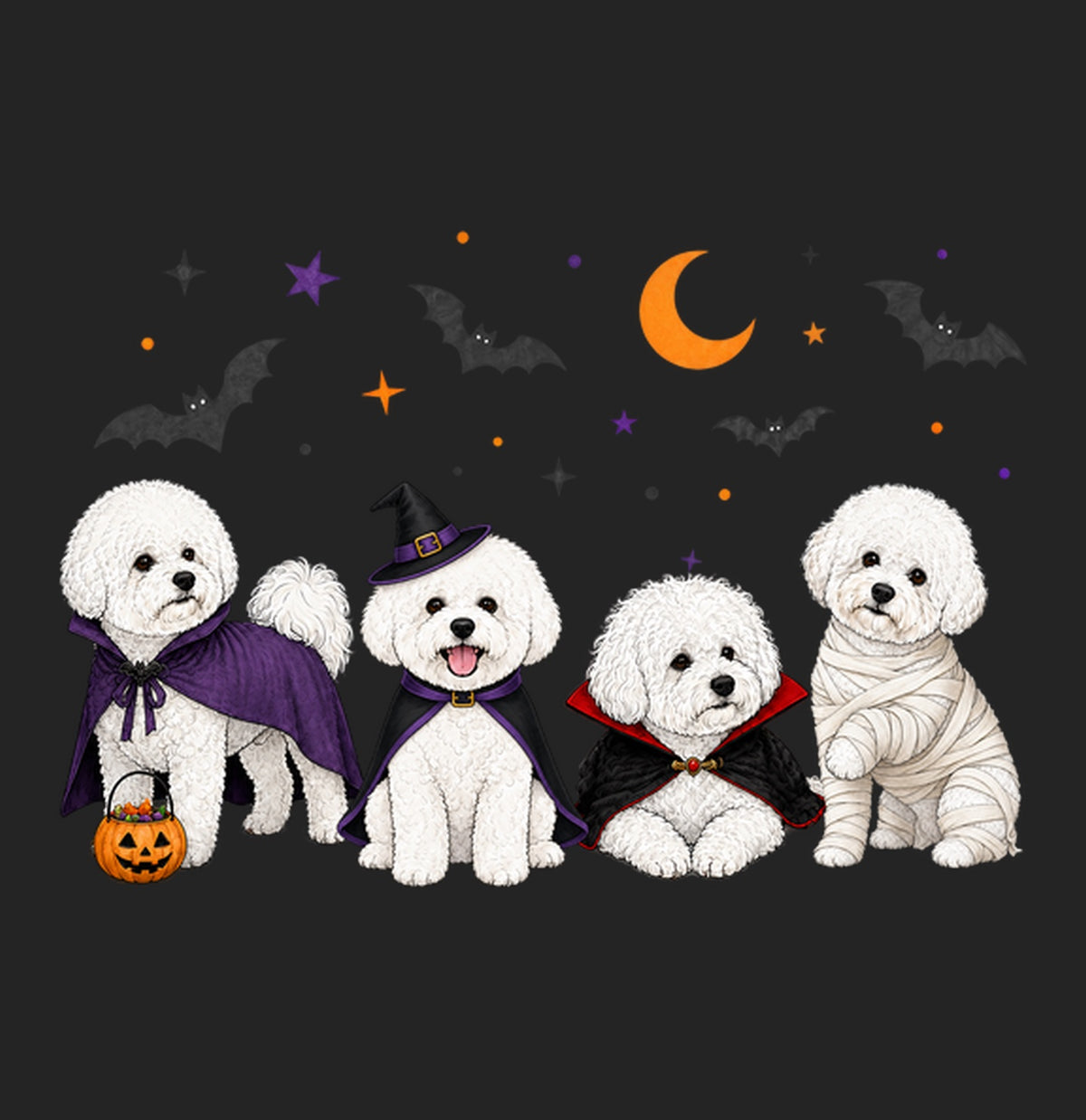 Bichon Frise Halloween Lineup - Women's Tri-Blend T-Shirt