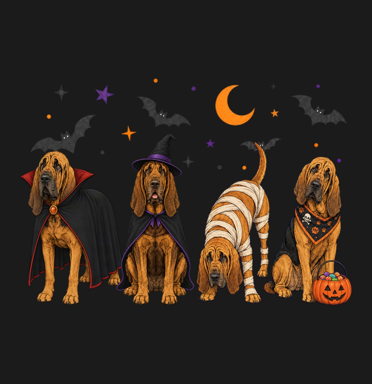 Bloodhound Halloween Lineup - Adult Unisex T-Shirt