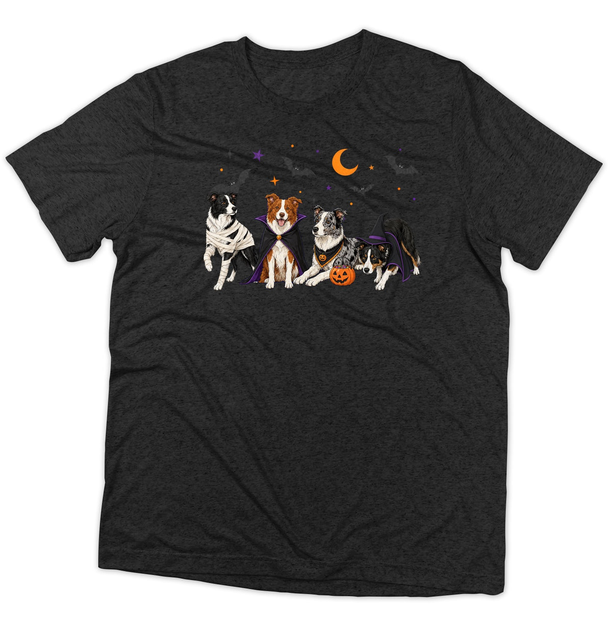 Border Collie Halloween Lineup - Adult Tri-Blend T-Shirt