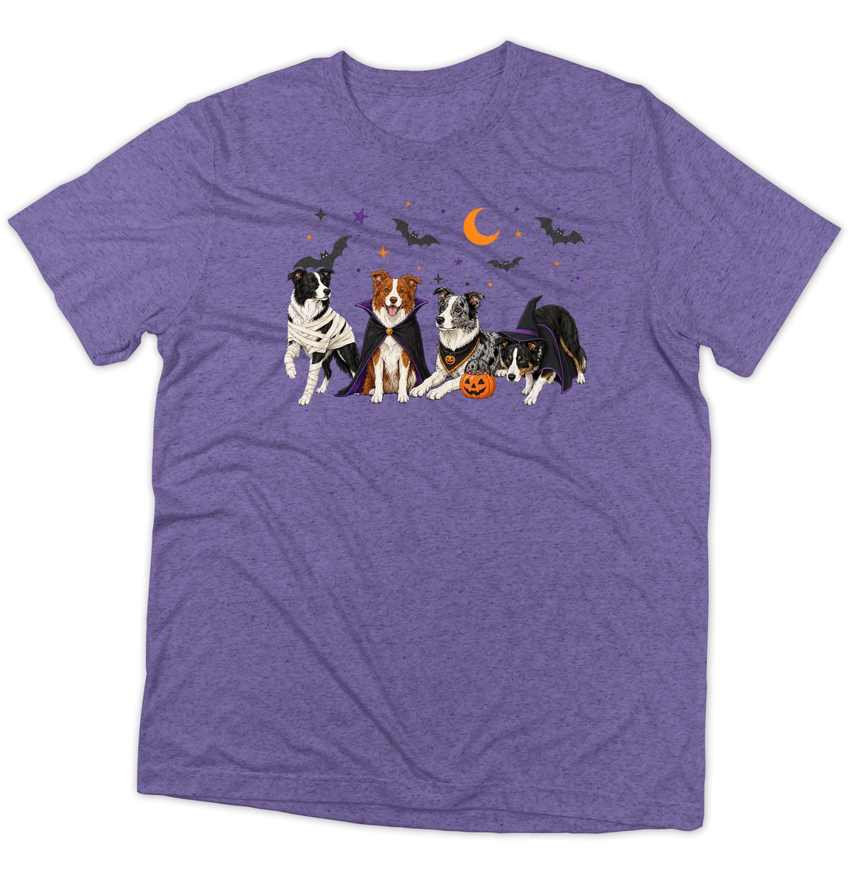 Border Collie Halloween Lineup - Adult Tri-Blend T-Shirt