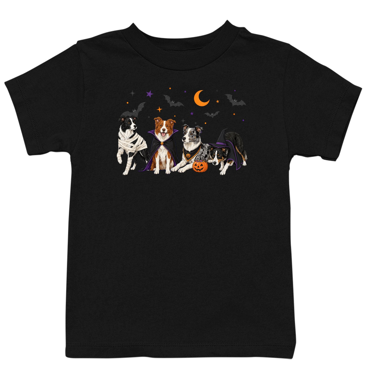 Border Collie Halloween Lineup - Kids Unisex T-Shirt