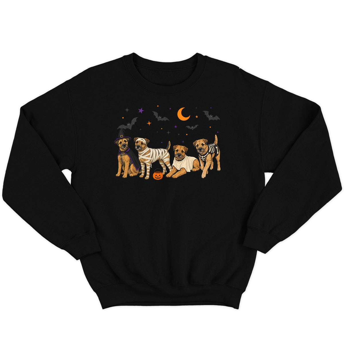 Border Terrier Halloween Lineup - Adult Unisex Crewneck Sweatshirt