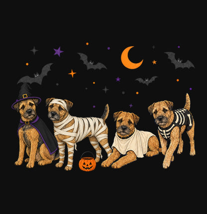 Border Terrier Halloween Lineup - Adult Unisex Crewneck Sweatshirt