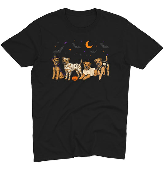 Border Terrier Halloween Lineup - Adult Unisex T-Shirt