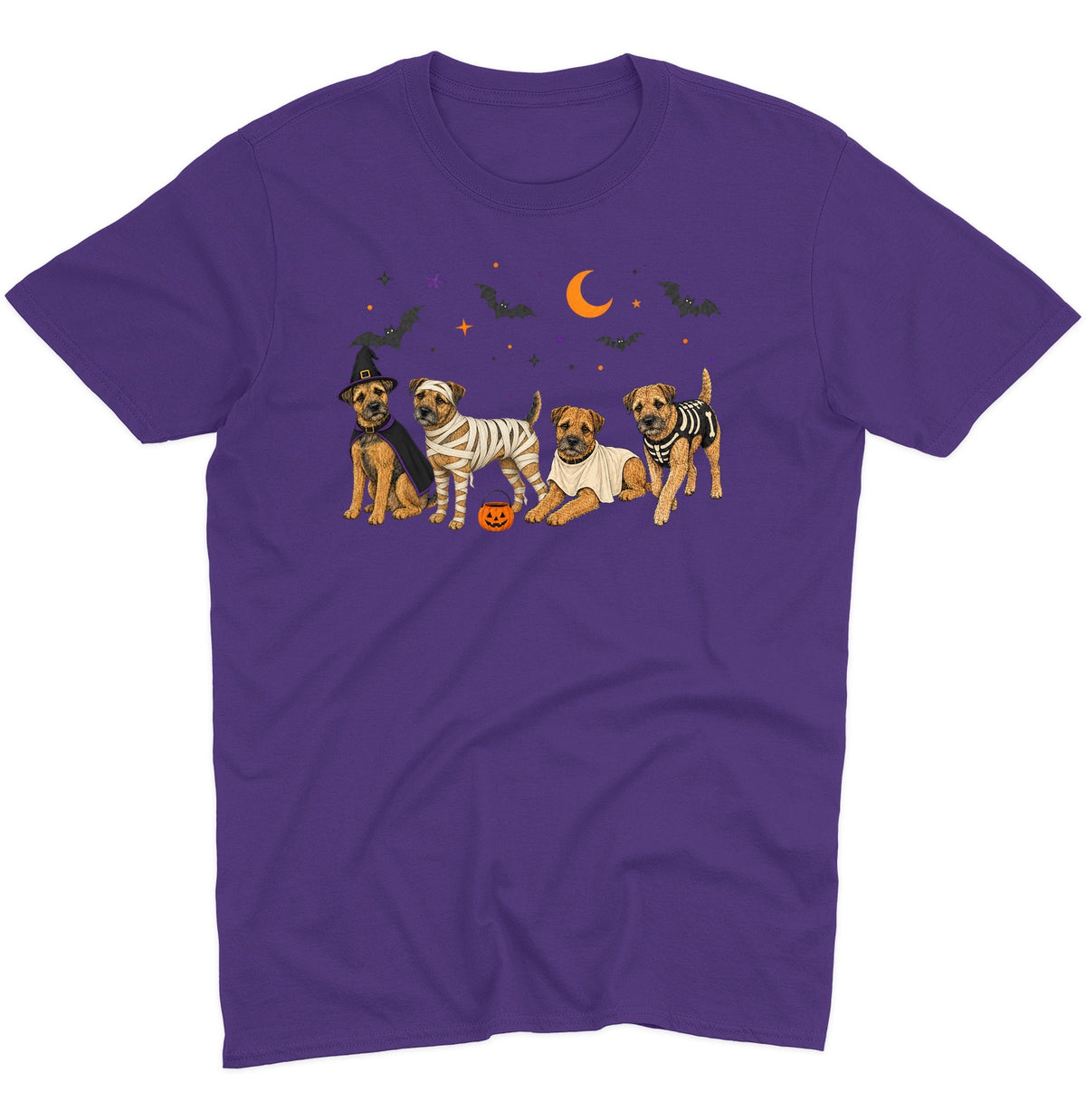 Border Terrier Halloween Lineup - Adult Unisex T-Shirt