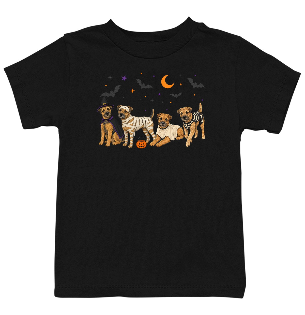 Border Terrier Halloween Lineup - Kids Unisex T-Shirt