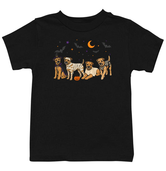 Border Terrier Halloween Lineup - Kids Unisex T-Shirt