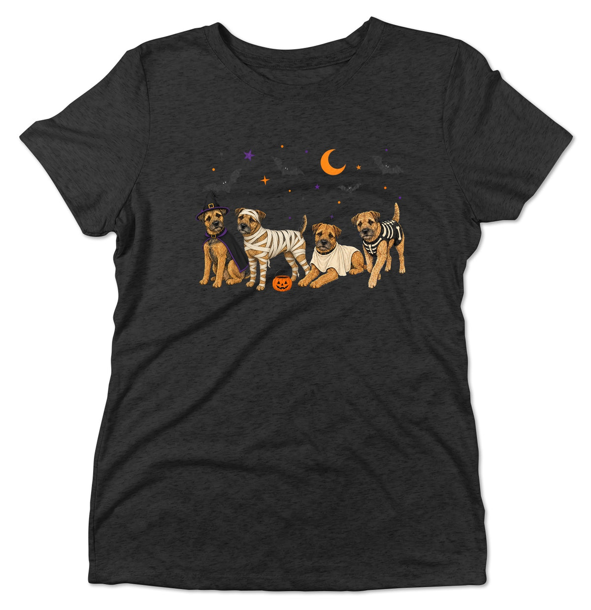 Border Terrier Halloween Lineup - Women's Tri-Blend T-Shirt