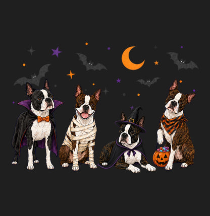 Boston Terrier Halloween Lineup - Adult Tri-Blend T-Shirt