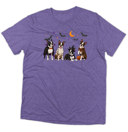Boston Terrier Halloween Lineup - Adult Tri-Blend T-Shirt