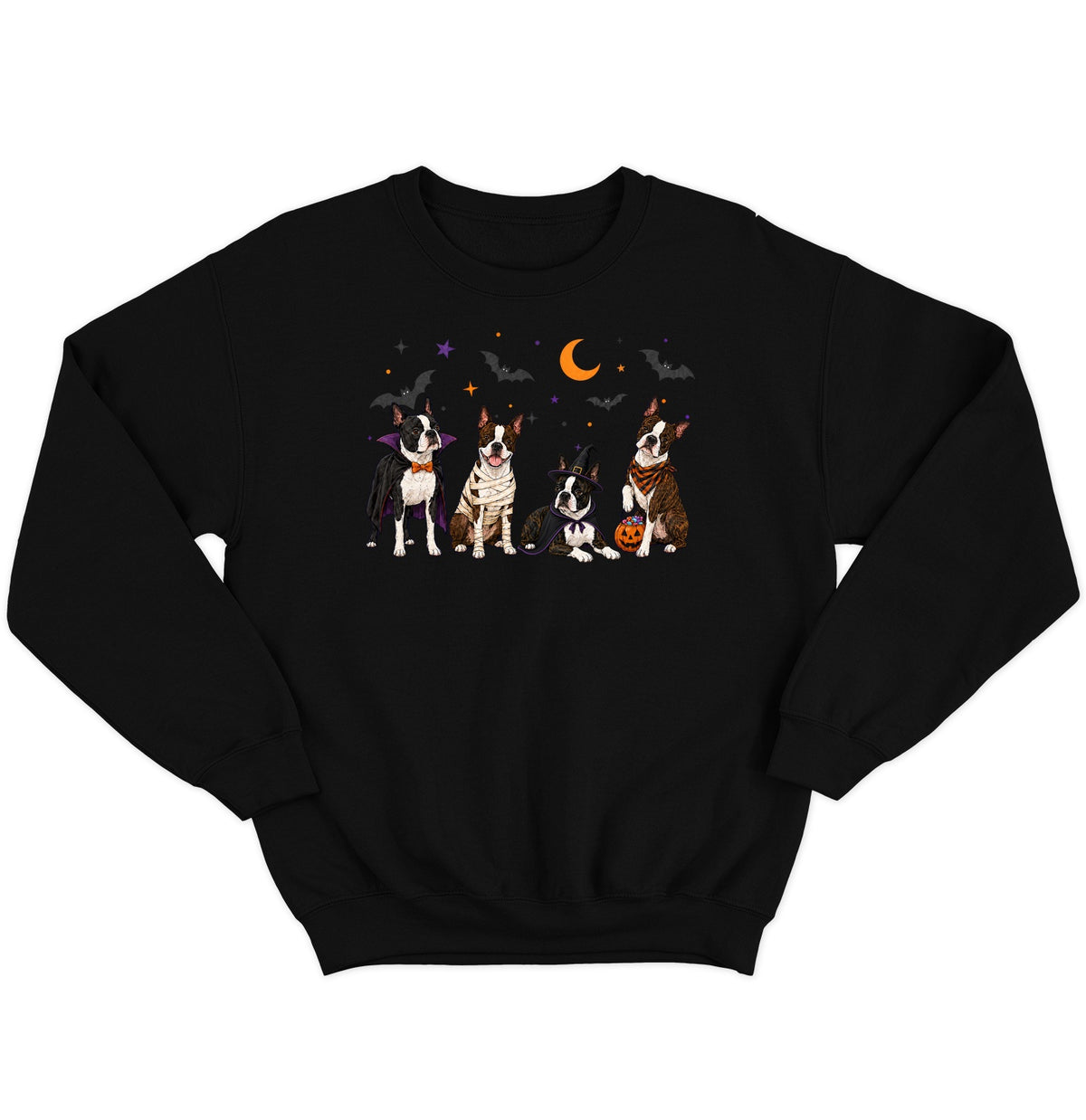 Boston Terrier Halloween Lineup - Adult Unisex Crewneck Sweatshirt