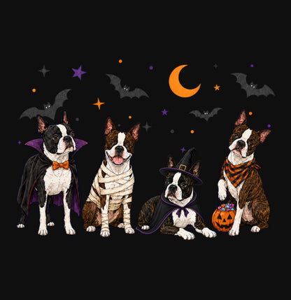 Boston Terrier Halloween Lineup - Adult Unisex Crewneck Sweatshirt