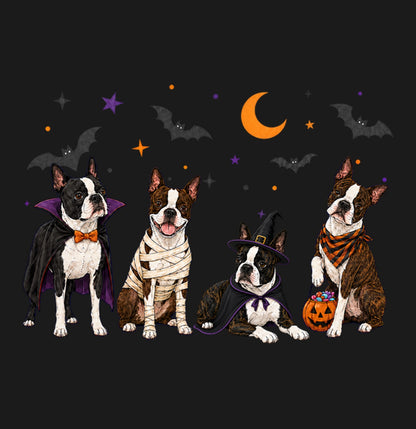 Boston Terrier Halloween Lineup - Adult Unisex T-Shirt