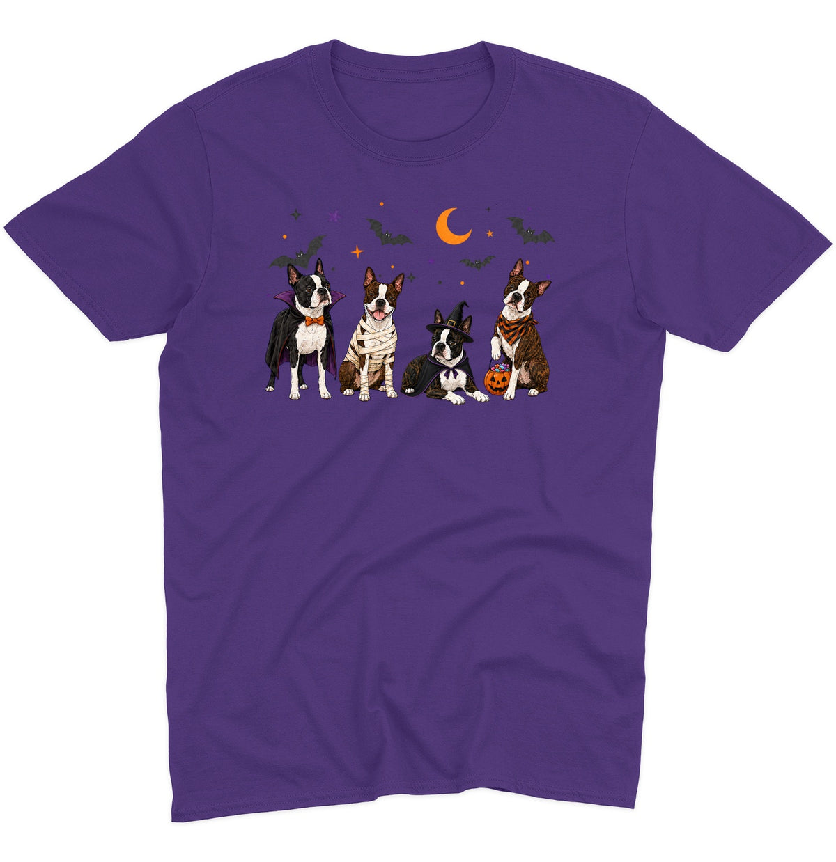 Boston Terrier Halloween Lineup - Adult Unisex T-Shirt