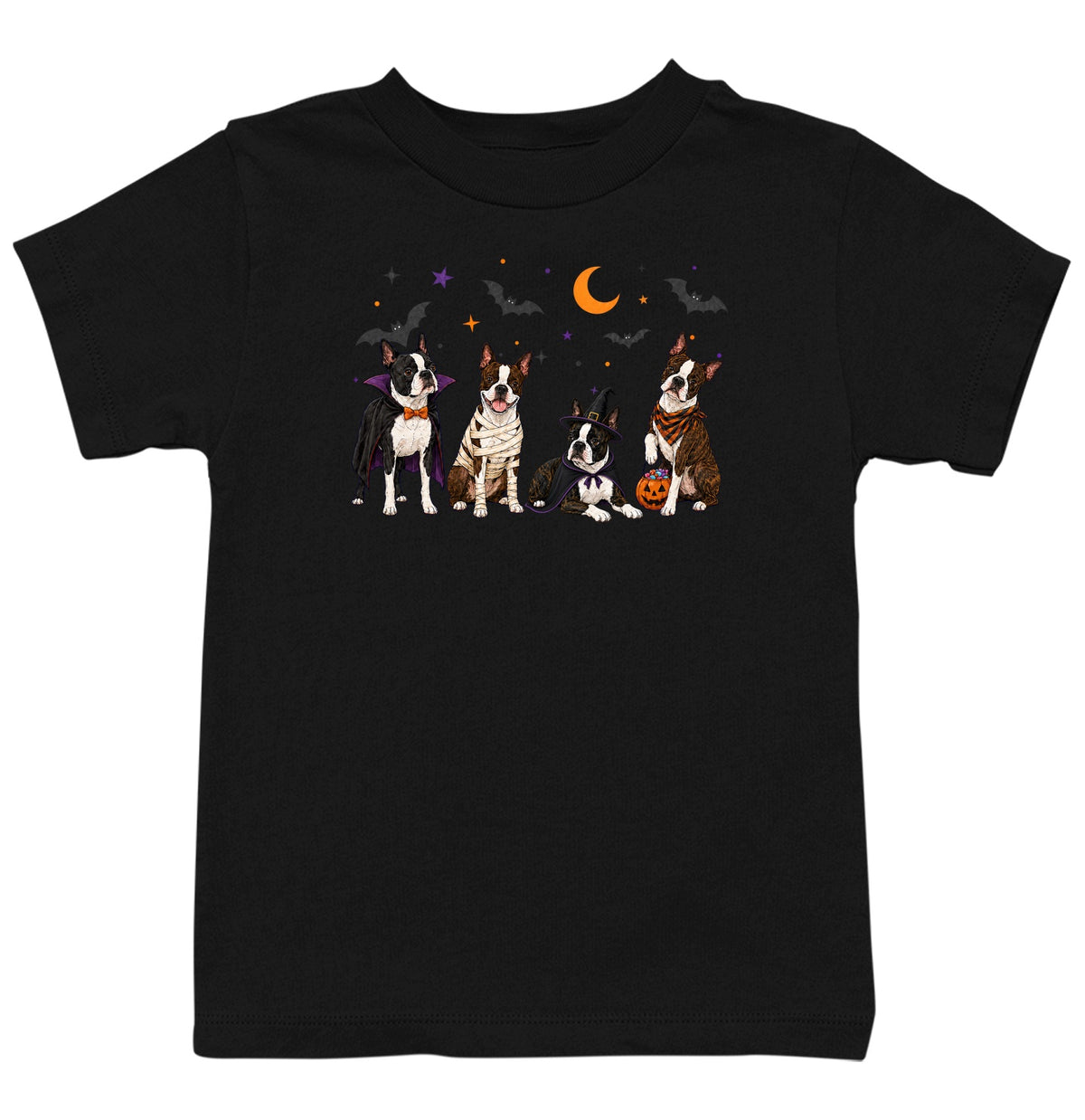 Boston Terrier Halloween Lineup - Kids Unisex T-Shirt