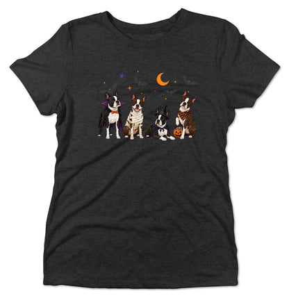 Boston Terrier Halloween Lineup - Women's Tri-Blend T-Shirt