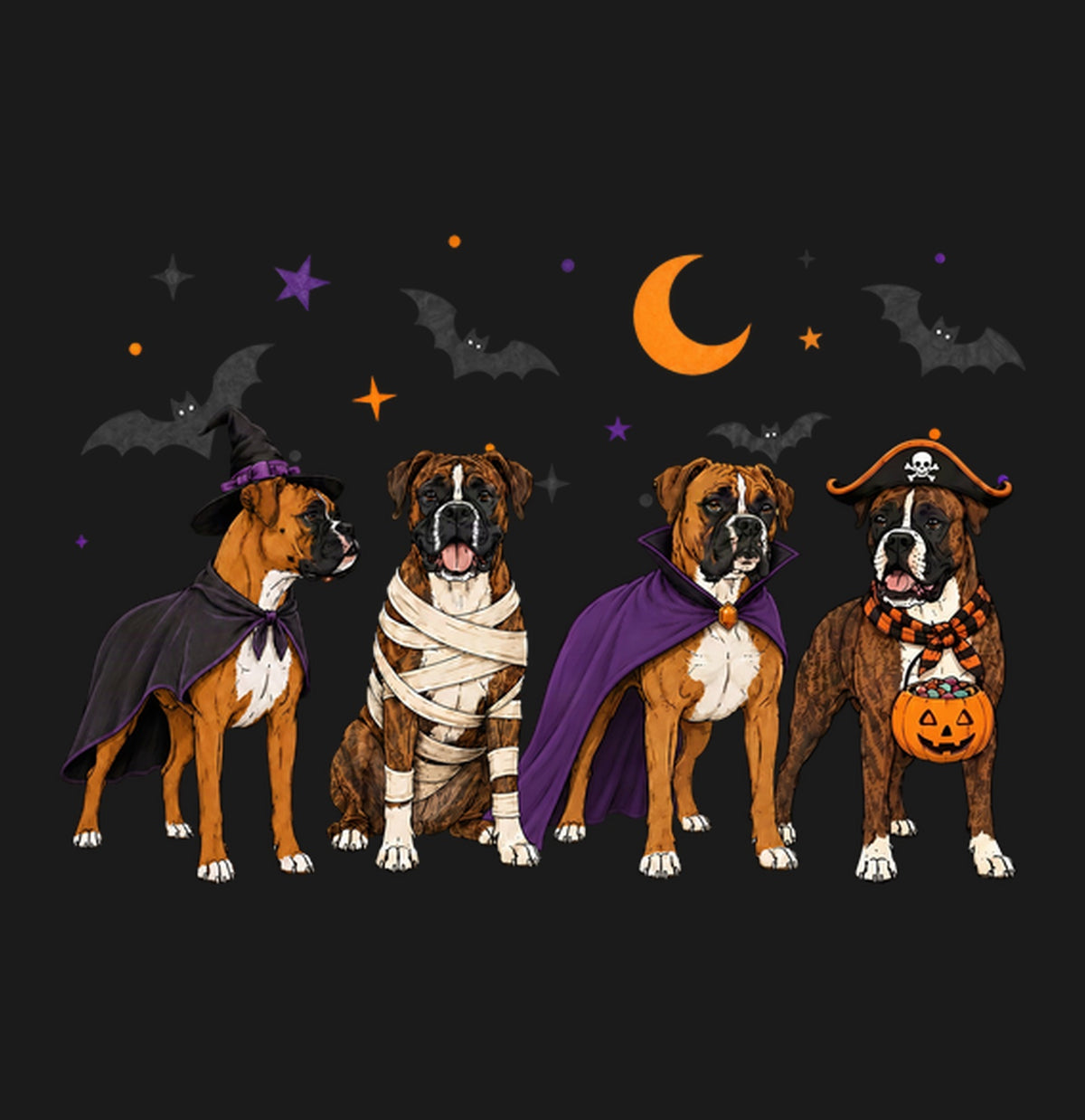 Boxer Halloween Lineup - Adult Unisex T-Shirt