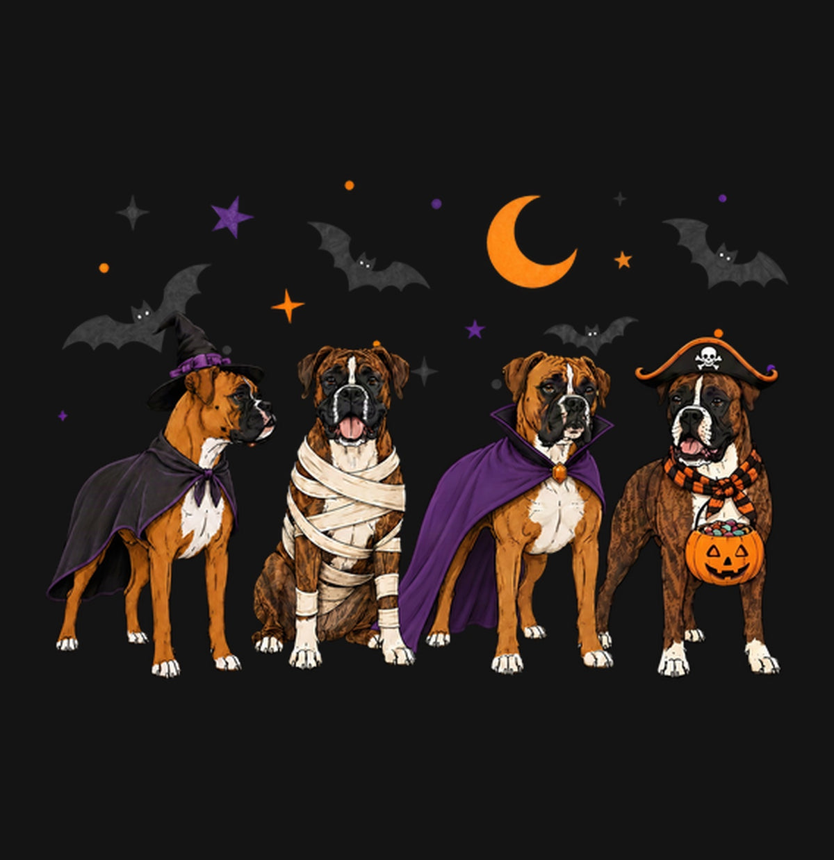 Boxer Halloween Lineup - Kids Unisex T-Shirt