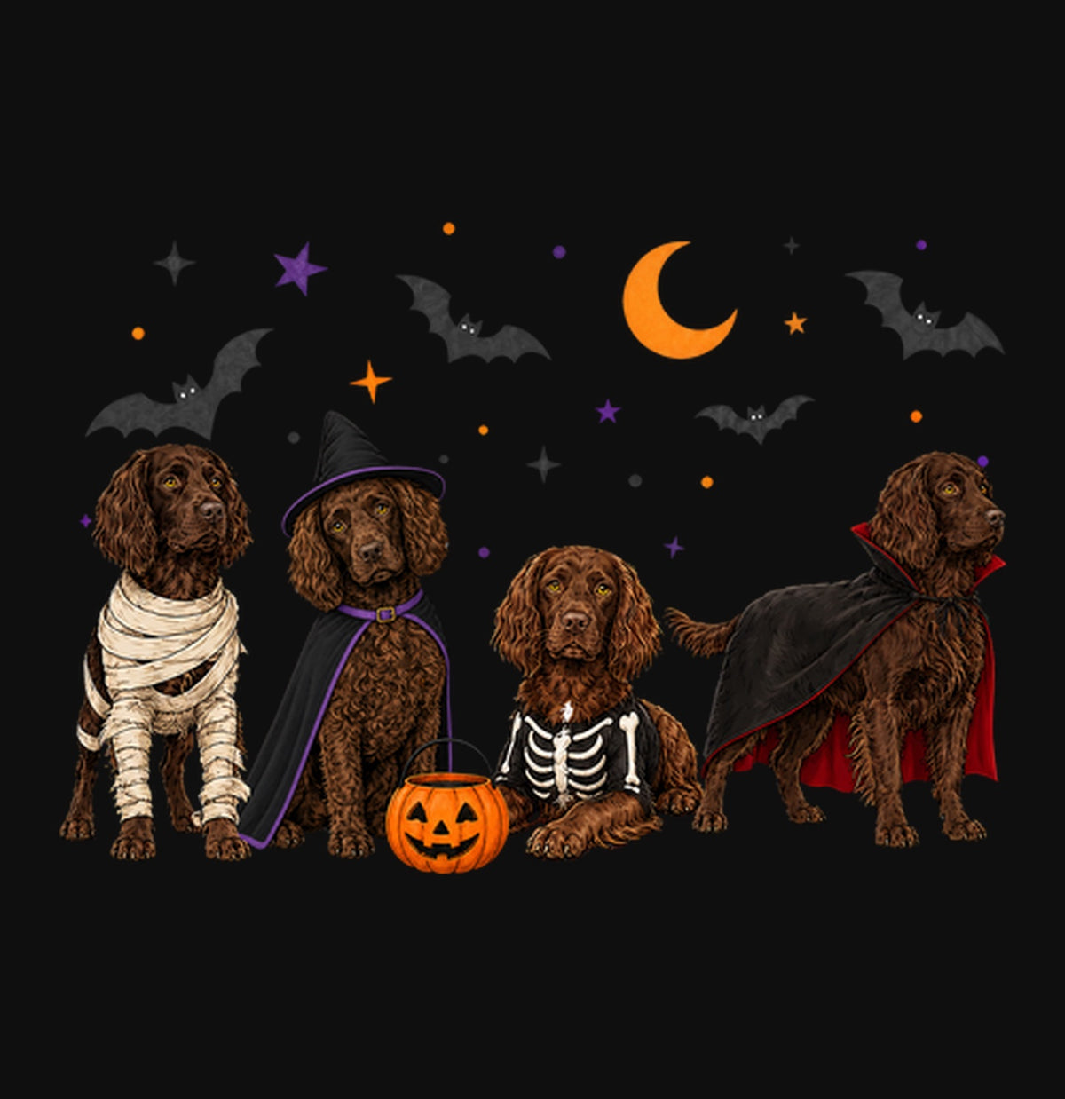 Boykin Spaniel Halloween Lineup - Adult Unisex Crewneck Sweatshirt