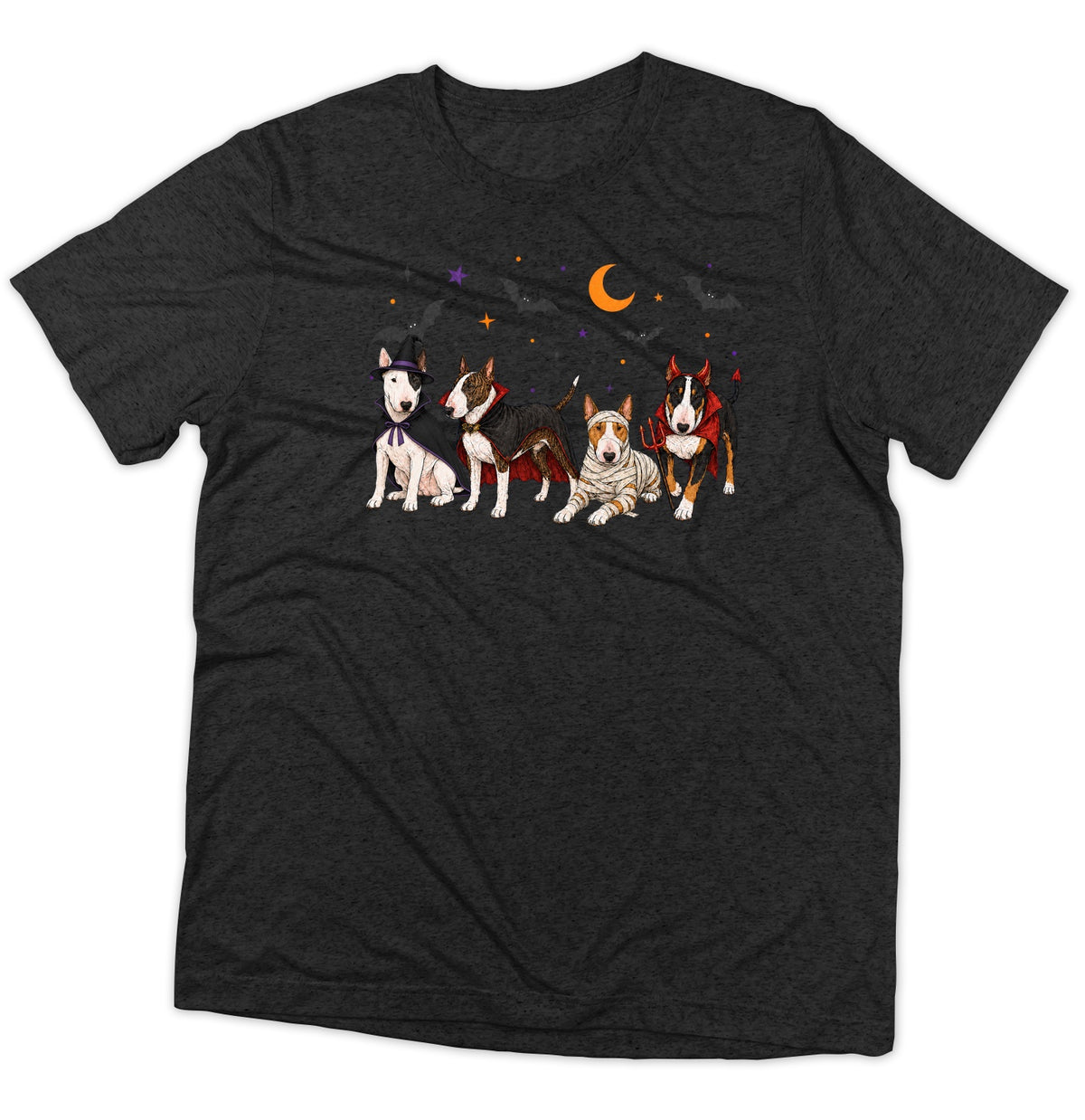 Bull Terrier Halloween Lineup - Adult Tri-Blend T-Shirt