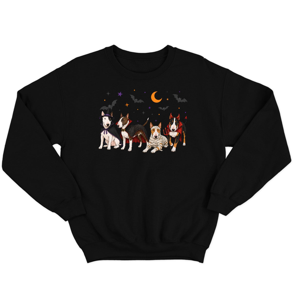 Bull Terrier Halloween Lineup - Adult Unisex Crewneck Sweatshirt