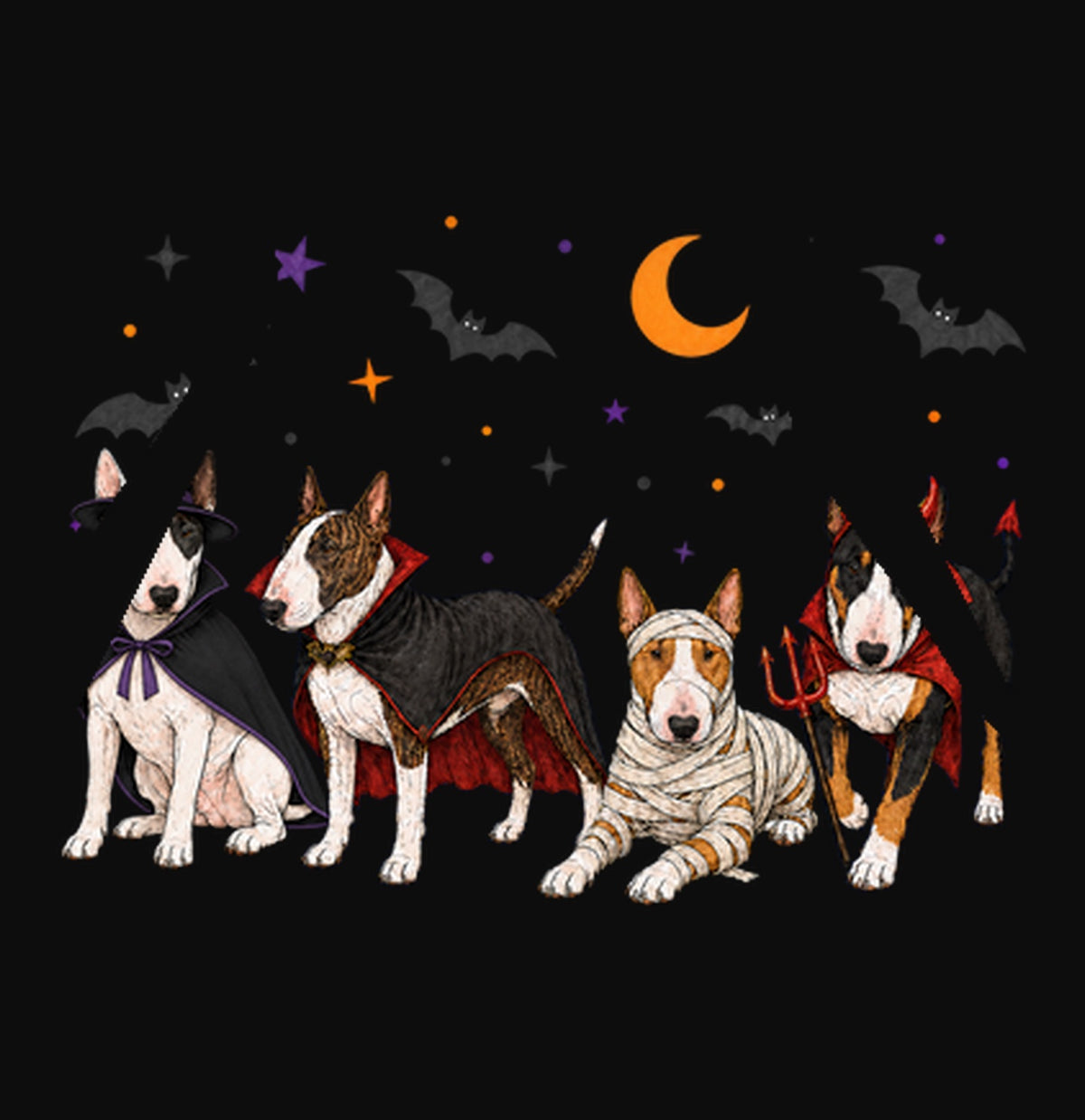 Bull Terrier Halloween Lineup - Adult Unisex Hoodie