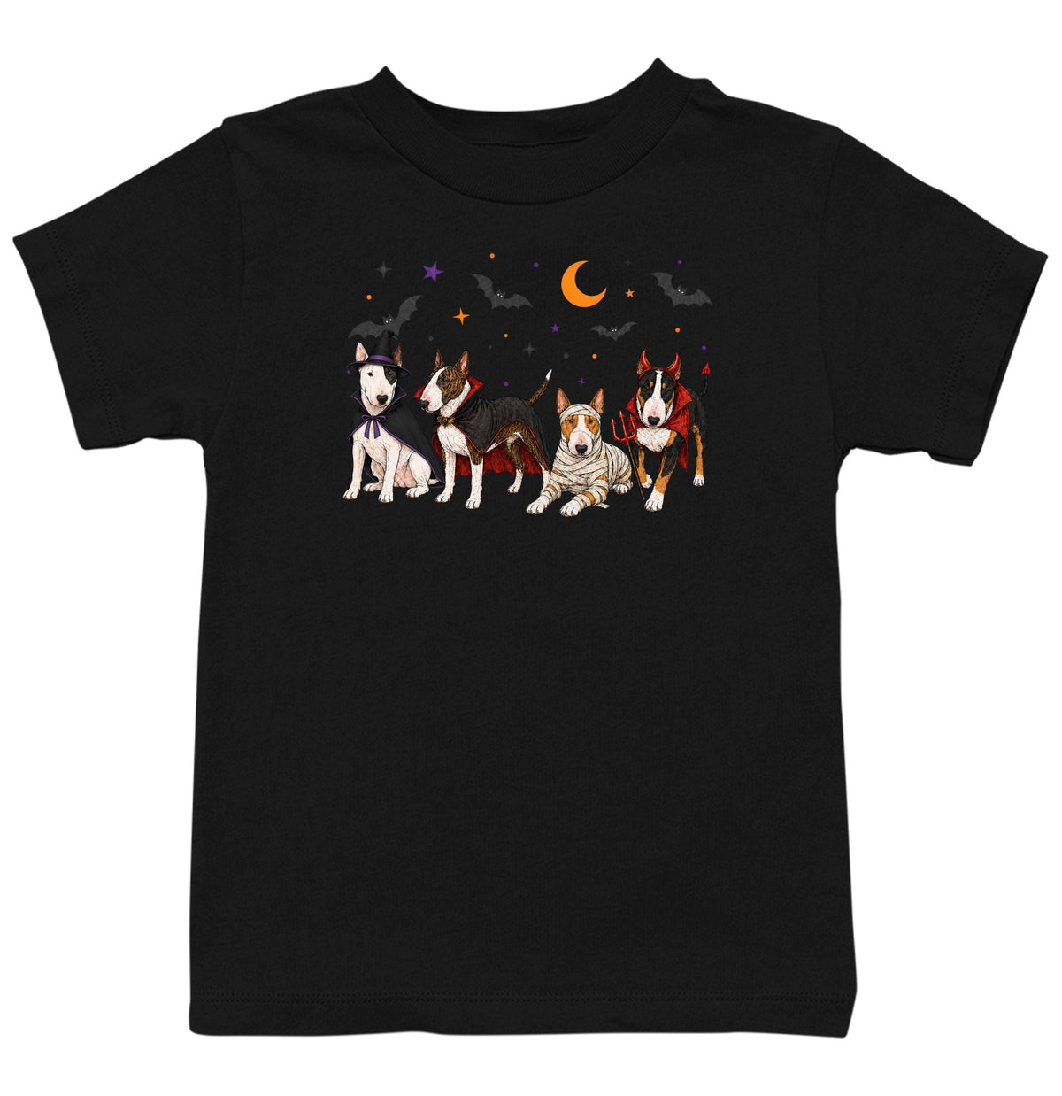 Bull Terrier Halloween Lineup - Kids Unisex T-Shirt