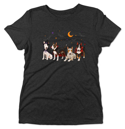 Bull Terrier Halloween Lineup - Women's Tri-Blend T-Shirt