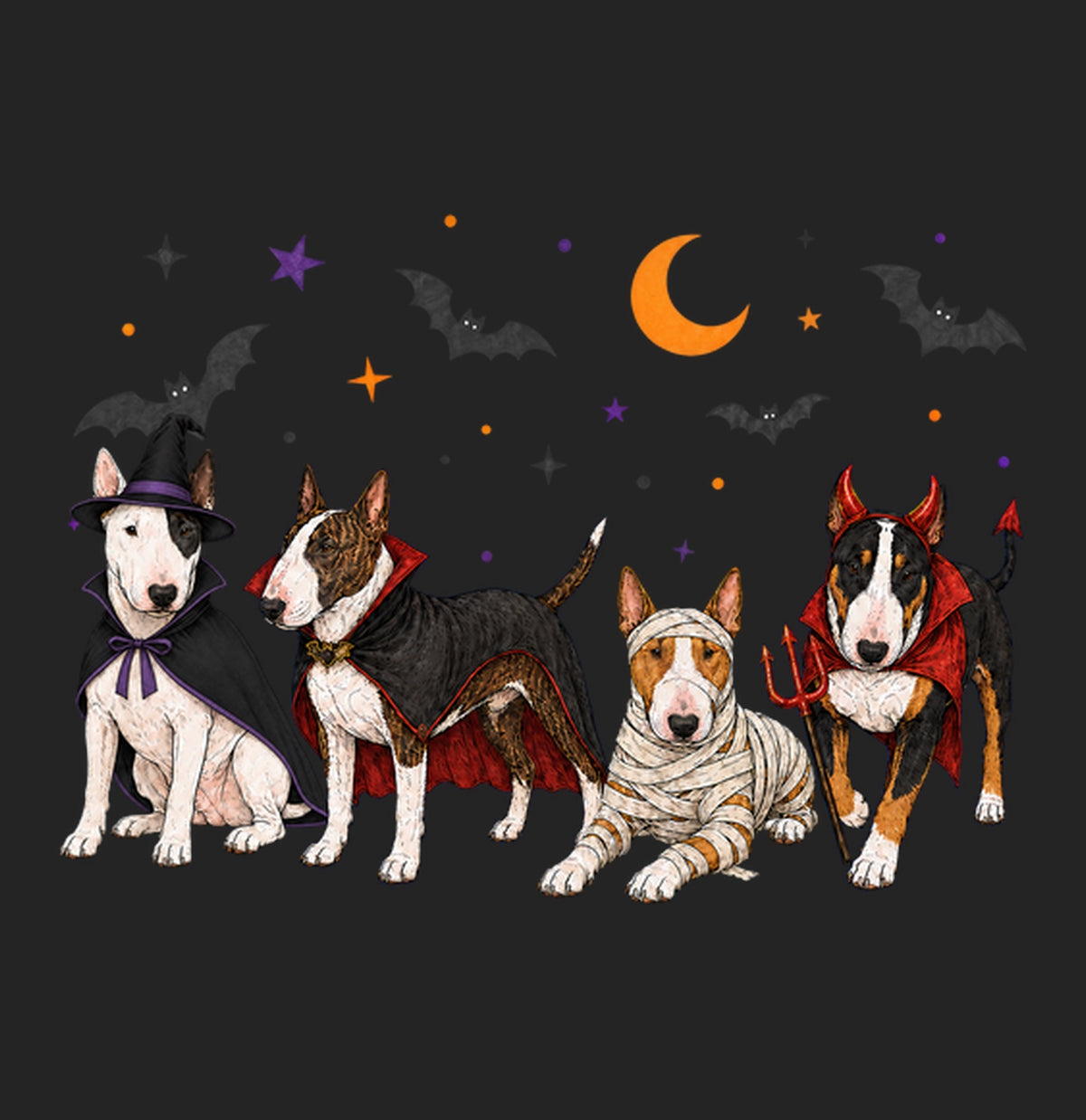 Bull Terrier Halloween Lineup - Women's Tri-Blend T-Shirt