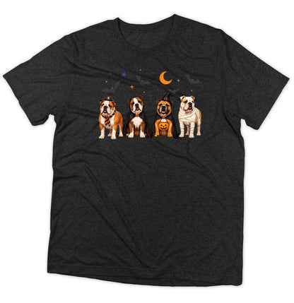 Bulldog Halloween Lineup - Adult Tri-Blend T-Shirt