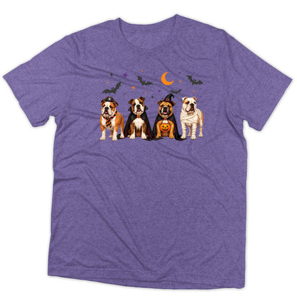 Bulldog Halloween Lineup - Adult Tri-Blend T-Shirt